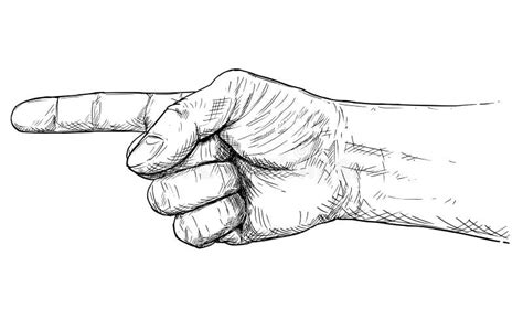 Vector Artistic Illustration Or Drawing Of Hand With Finger Pointing