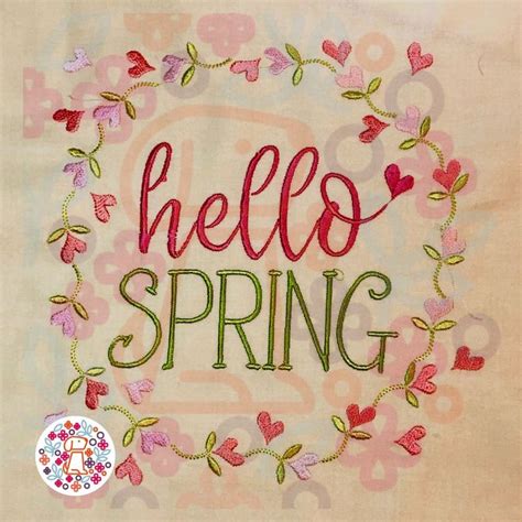 Hello Spring Machine Embroidery Design 6x6 8x8 For Easter Etsy Uk