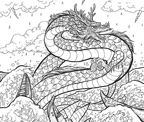 Water Dragon In The Storm Coloring Pages For You