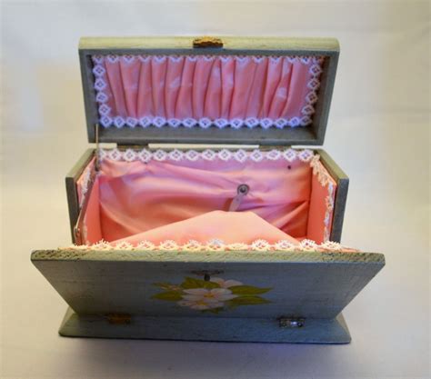 Vintage Wood Jewelry Box Hand Painted With By Upswingvintage