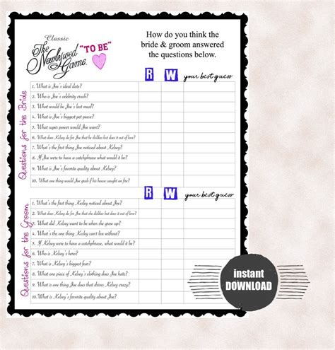 Don't hold back when asking the following The Newlywed Game- Wedding Shower Game / Bachelorette ...