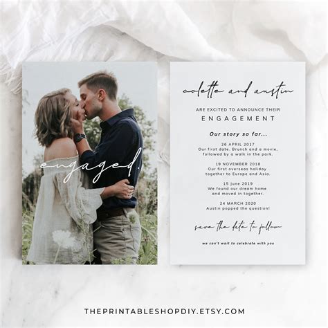 Engagement Announcement Card Our Love Story Were Etsy Australia