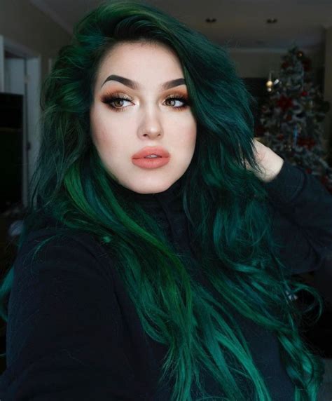 Pin By Alexandra Walker On Hairlust Dark Green Hair Cool Hair Color