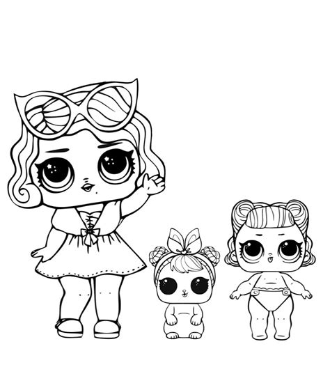 It is important to have the right approach to kids education. Doll LOL glamour with pet and little sister - Coloring ...