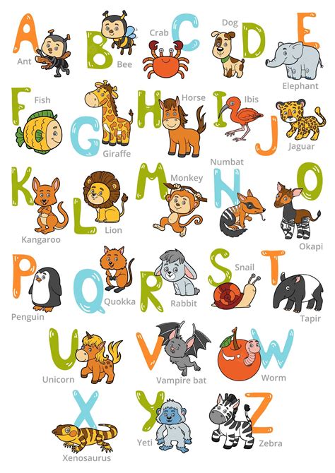 Premium Vector Vector Color Zoo Alphabet With Cute Animals On White