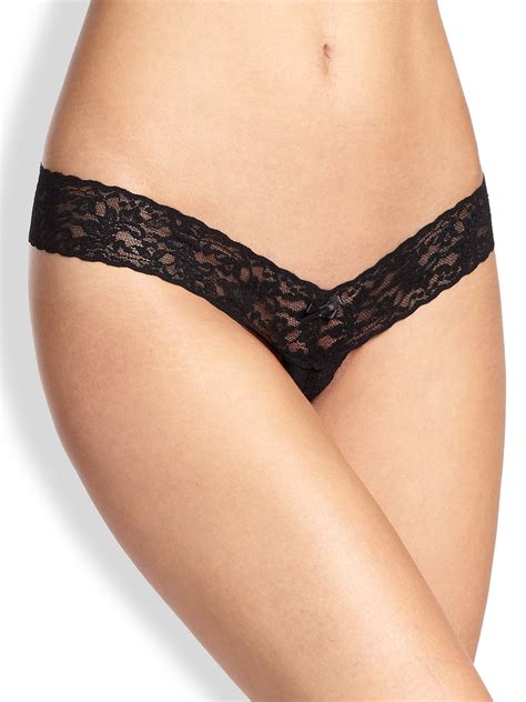 Hanky Panky Signature Lace Low Rise Crotchless Thong In Black Lyst