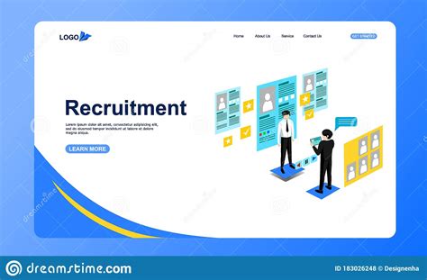 Landing Page Design Of Recruitment And Illustration Of Website Template