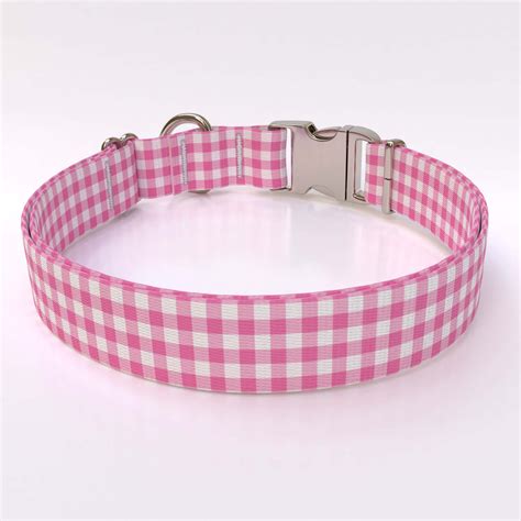 Southern Dawg Gingham Pink Dog Collar Hot Dog Collars