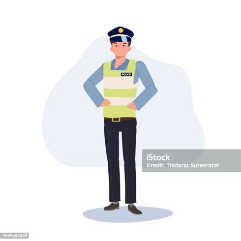 Une Police De La Circulation Illustration De Dessin Animé Vectoriel