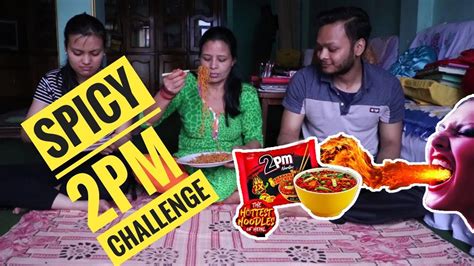 Spicy 2pm Noodles Challenge With Mom And Sister Youtube