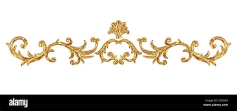 Gold Ornament Baroque Style Vignette Hand Drawn Vintage Engraving