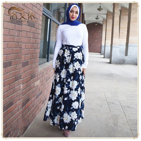 2018 Summer New Muslim Fashion Print Skirt Womens Bottoms Muslim Turkay Dubai Skirt For Women
