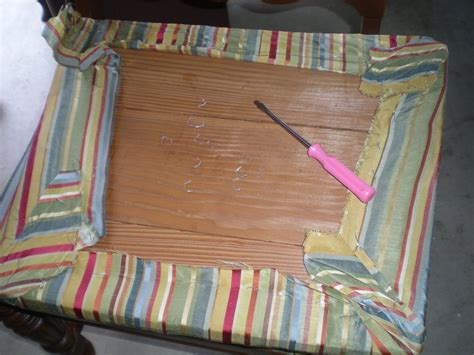 Remove the screws underneath to take the cushion off the chair. saltbox treasures: DIY: How to reupholster a chair seat ...