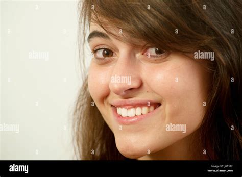 Young Woman Smiling Looking At The Camera Close View Stock Photo Alamy