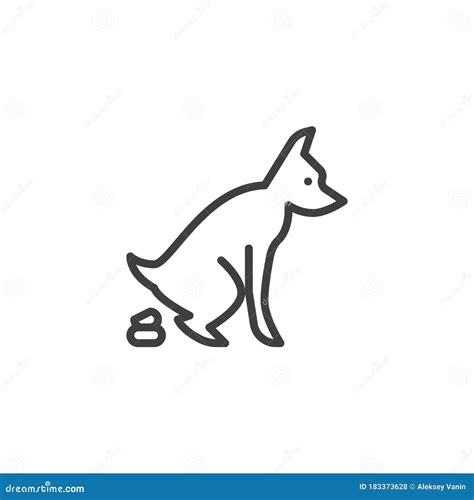 Pooping Dog Line Icon Stock Vector Illustration Of Dirty 183373628