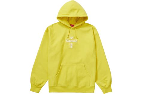 Supreme Cross Box Logo Hooded Sweatshirt Lemon Mens Fw20 Us