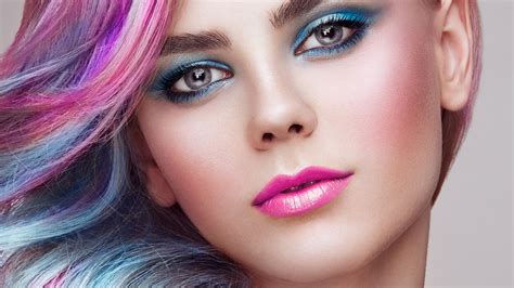 Download Color Hair Girl Model Makeup Close Up 1920x1080 Wallpaper