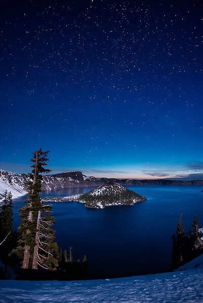 Crater Lake Under Stars In A Full Moon Night Available As Framed Prints