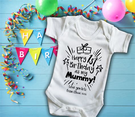 I'm really excited that your little baby has arrived safe and sound! Custom Happy 1st birthday as my Mummy white baby grow ...