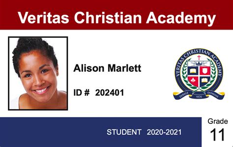 Veritas Christian Academy Student Id Card Academic Excellence