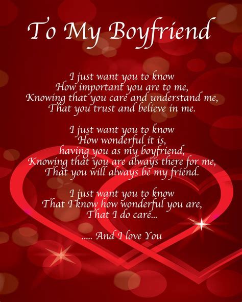 To My Boyfriend Poem Birthday Christmas Valentines Day Gift Present