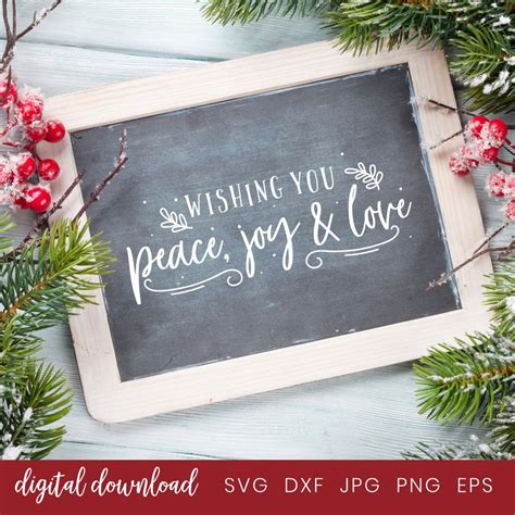 Christmas Svg Sign Wishing You Peace Joy And Love Christmas Etsy