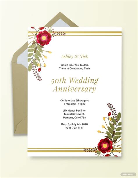Free Printable 50th Wedding Anniversary Invitations Free Printable