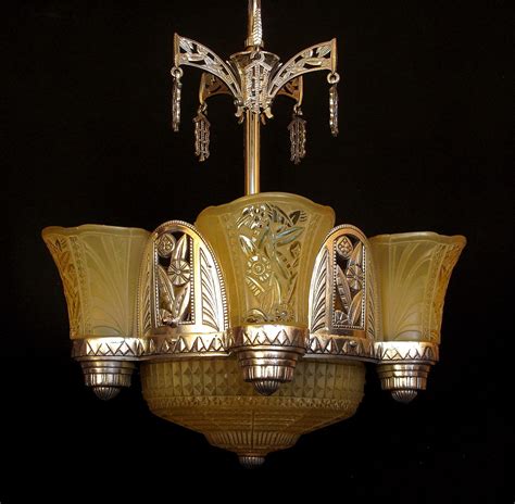 Fabulous Late 20s Art Deco Chandelier From Vintagelights Online On Ruby