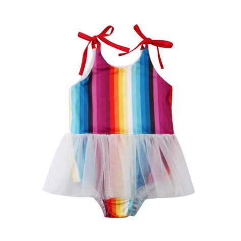 If you like the look of a bandeau but feel better with a bit more support, this is your perfect combo. 2019 Newly TODDLER Rainbow Toddler Girl Bathing Suit Kids ...