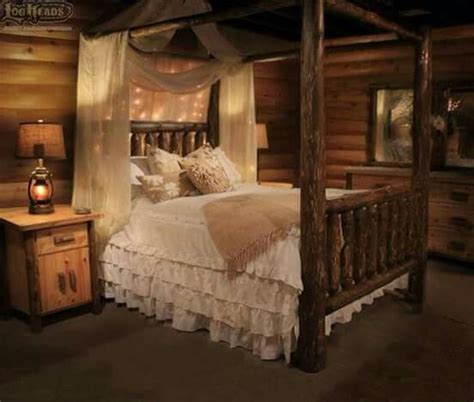 This rustic, aspen log canopy bed will really stand out in the bedroom of your home, cottage, cabin, or lodge. Love!! | Log canopy bed, Canopy bed frame, Rustic canopy beds