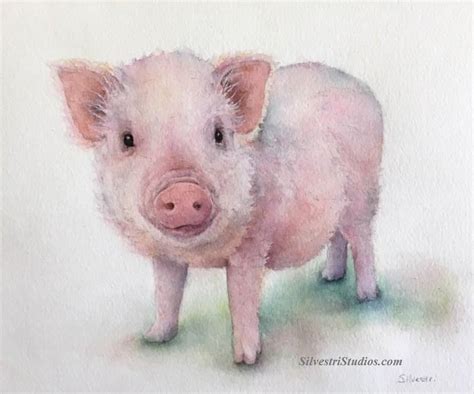 Pig Print Pig Art Print Piglet Artwork Baby Piglet Farm Etsy Pig