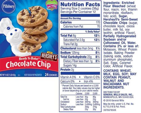 Pillsbury sugar cookies nutrition label. Chocolate Chip Cookies Nutrition - House Cookies