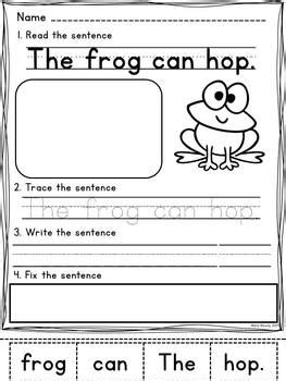 sentence fixers kindergarten pre primer sight word