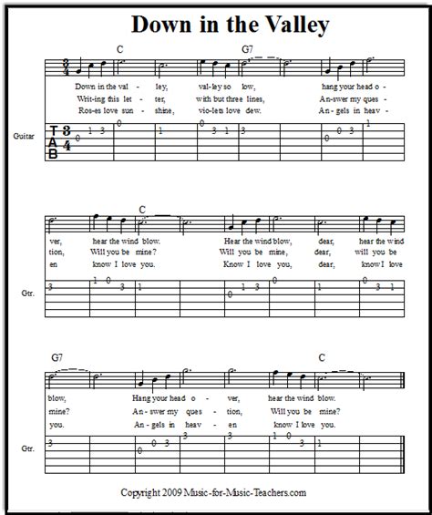 Step by step easy to follow lesson. Down in the Valley easy guitar tabs, FREE! This beginner guitar song is great for learning ...