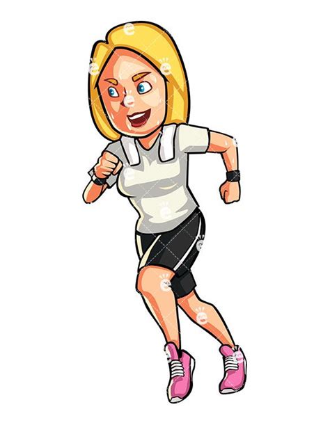 A Blonde Woman Jogging Cartoon Vector Clipart Friendlystock In 2021