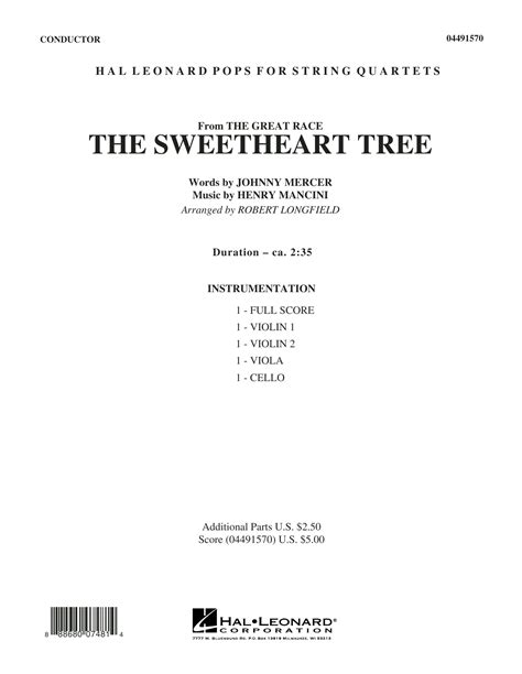 The Sweetheart Tree Conductor Score Full Score Sheet Music Robert Longfield String Quartet