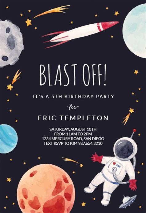 Outer Space Birthday Invitation Template Greetings Island Space