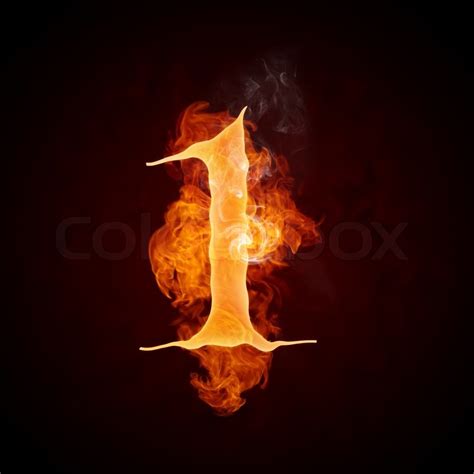 Fire Number 1 Isolated On Black Stock Image Colourbox