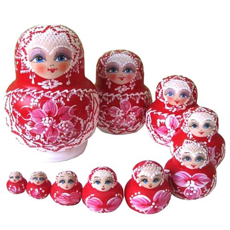 Matryoshka Russian Doll Wooden Nesting Dolls Hand Printed Set Baby Toy