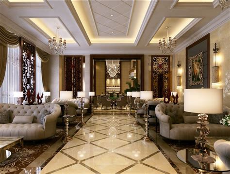 Luxury Home Living Room Design Marble Floor Waterjet