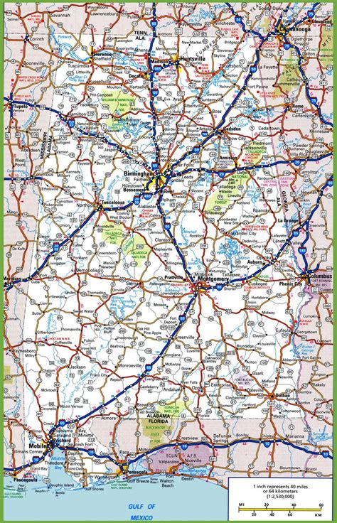 Road Map Of Alabama Map Of The Usa With State Names