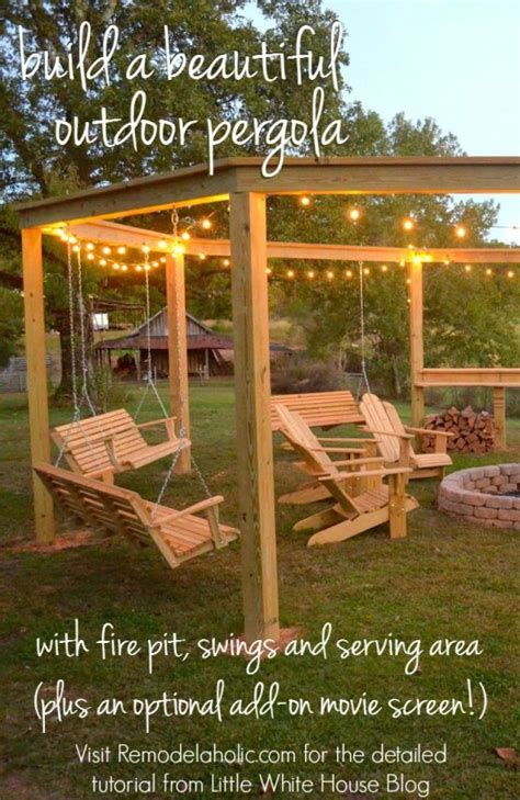 We may earn commissions on some links. Tutorial: Build an Amazing DIY Pergola and Firepit with Swings | Remodelaholic | Bloglovin'