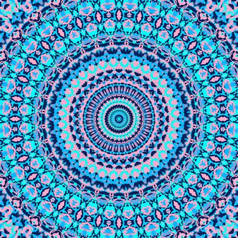 Groovy Intricate Psychedelic Bohemian Pink And Blue Boho Hippie Mandala