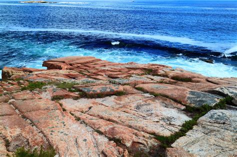 Coastal Rock Ocean Wave Maine Stock Image Image Of America Granite