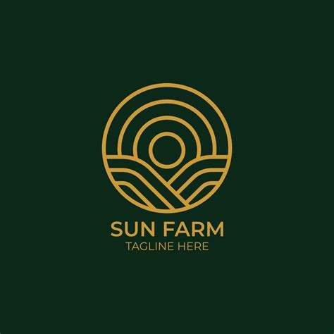 Minimalist Line Logo Illustration Of Sun Farm 10951932 Vector Art At