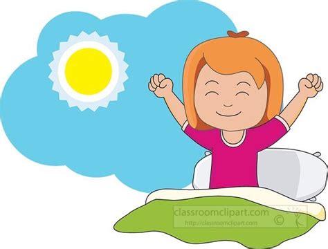 Girl Waking Up And Stretching In The Morning Classroom Clip Art