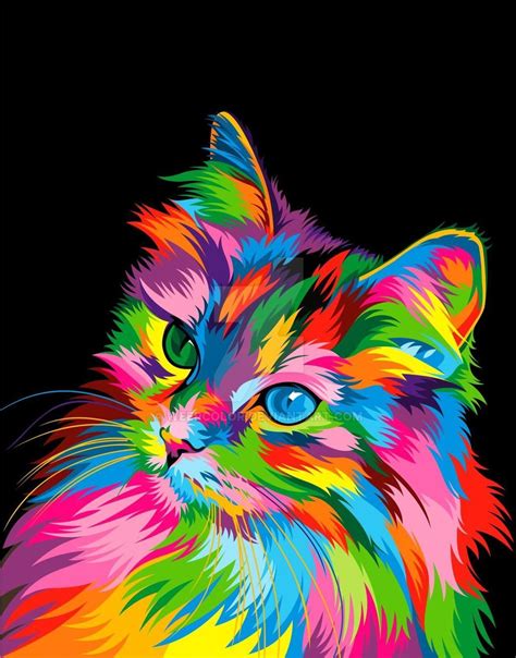 Cute Cat Colorful Vector By Weercolor On DeviantArt Cuadros De