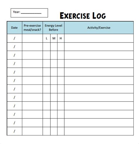 Free 8 Workout Log Templates In Pdf Ms Word