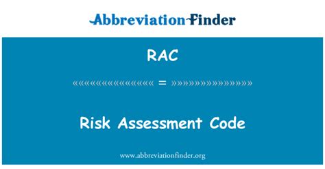 Rac Definition Risk Assessment Code Abbreviation Finder
