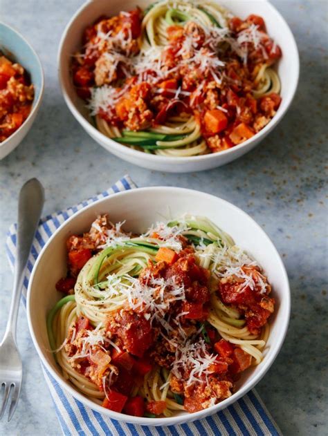 Simple Turkey Bolognese With Spaghetti And Zucchini Noodles Recipe